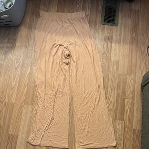 Casual Tan Wide-Leg Pants